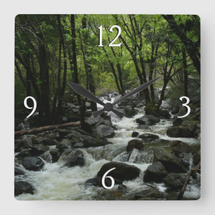 Bridalveil Creek in Yosemite National Park Quadratische Wanduhr