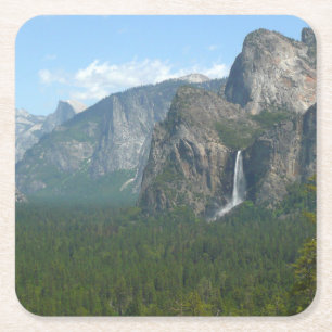 Bridalveil Falls und Halb Dome bei Yosemite Rechteckiger Pappuntersetzer