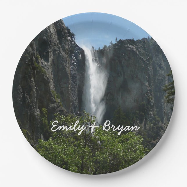 Bridalveil Falls, Yosemite National Park Pappteller (Vorderseite)