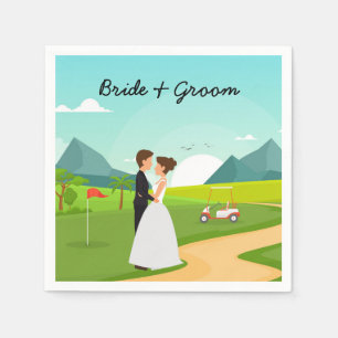 Bride and Groom auf Golfplatz Hochzeit Serviette