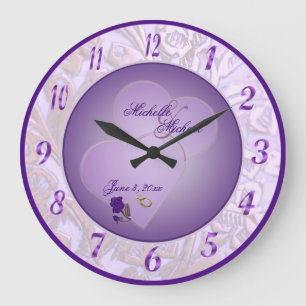 Bride and Groom Lavender Purple Wall Clock #3 Große Wanduhr