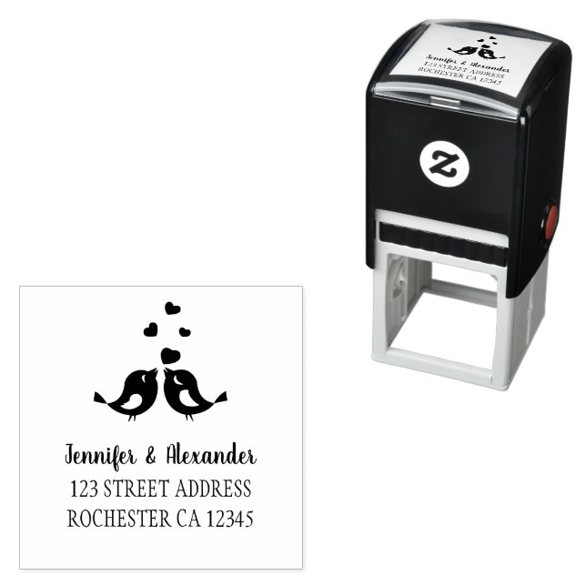 Bride and Groom love birds wedding Permastempel (Beispiel)
