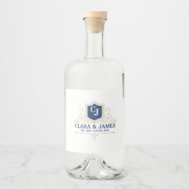 Bride And Groom Monogram Names Elegant Weeding Alkoholflaschenetikett