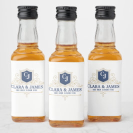 Bride And Groom Monogram Names Elegant Weeding Alkoholflaschenetikett