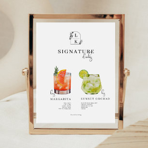 Bride And Groom Signature Drinks Menu Sockelschild