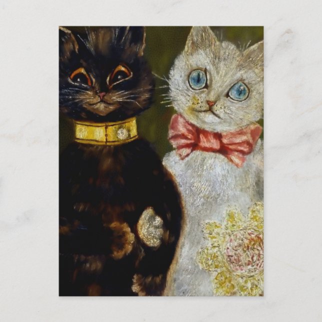 "Bride and Groom" von Louis Wain Postkarte (Vorderseite)