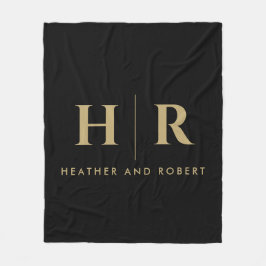Bride and Groom Wedding Monogram Minimalist Modern Fleecedecke