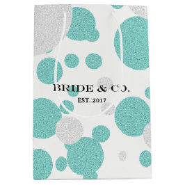 BRIDE Aquamarin Blue Polka Dot Dusche Tiara Party Mittlere Geschenktüte