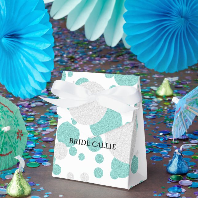 BRIDE Aquamarin Blue Shimmer Polka Dot Wedding Par Geschenkschachtel (Party)