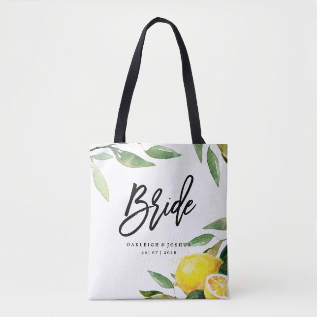 Bride aquarelle citron Mariage de Bohême Sac fourr (Devant)