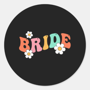 Bride Babe Bridesmaid Groovy Junggeselinnen-Abschi Runder Aufkleber