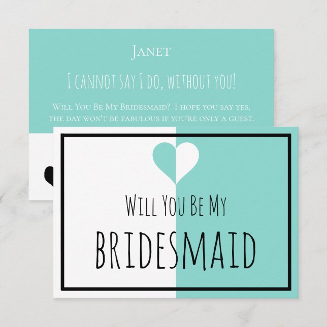 BRIDE & Be My Bridesmaid You & Me Wedding Suite Einladung (Vorne/Hinten)