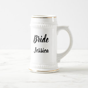 Bride Black Elegant Script Geschenke Stilvolle Hoc Bierglas