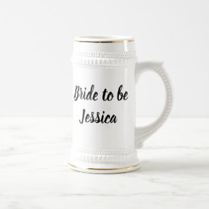 Bride Black Elegant Script Geschenke Stilvolle Hoc Bierglas