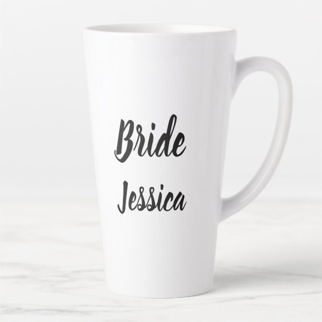 Bride Black Elegant Script Geschenke Stilvolle Hoc Milchtasse (Rechts)