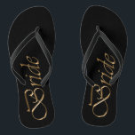 Bride Black Gold Drehbuch elegante Hochzeit Flip Flops<br><div class="desc">Bride,  Gold-Drehbuch und schwarz elegante Hochzeit Flip Flops</div>