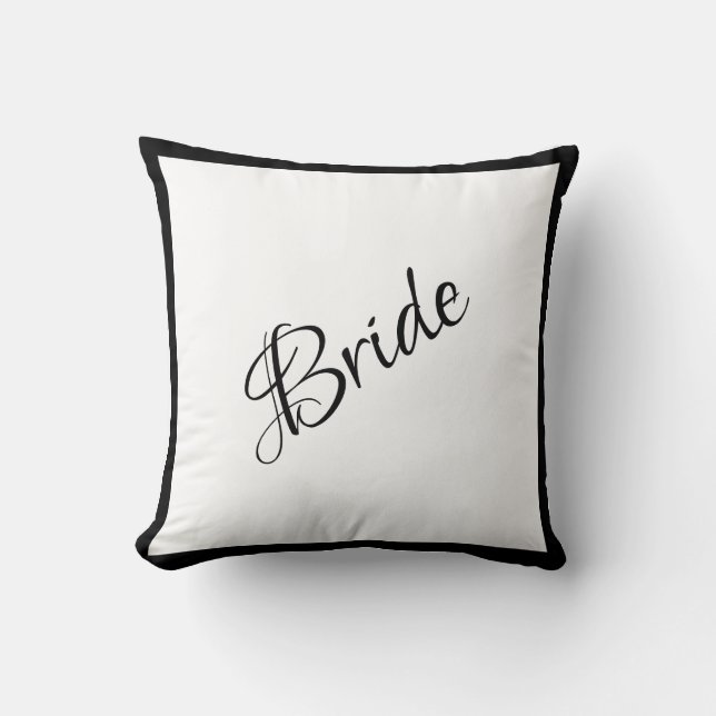 Bride Black Script Chic Wedding Kissen (Vorderseite)
