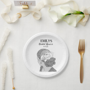 Bride Blonde Floral Welcome Brautparty Pappteller