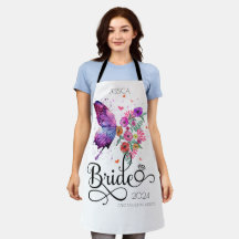 Bride boho Floral Butterfly Küche Geschenk Schürze