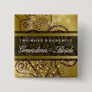BRIDE Boho Lila Spirals Gold Chic Wedding Button