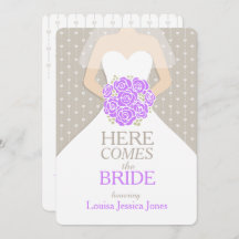 Bride bouquet violet graphique invitation douche n