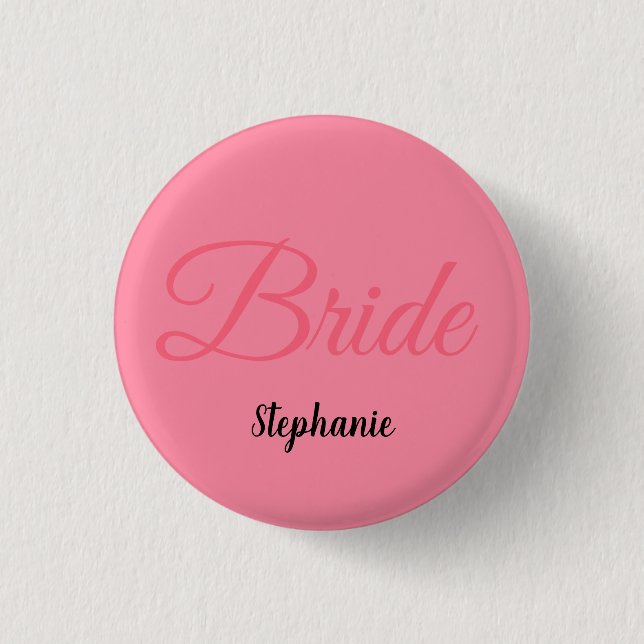 Bride Brautparty Monogram Individuelle Name Hochze Button (Vorderseite)