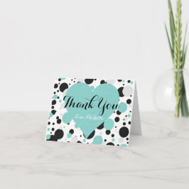 BRIDE & Bridesmaids Aquamarin Blue Polka Dot Dankeskarte