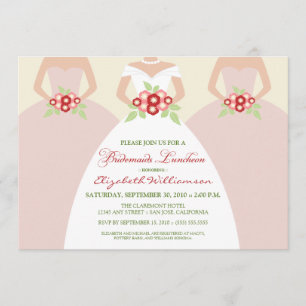 Bride & Bridesmaids Brautparty Invite (rot) Einladung