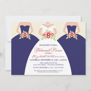 Bride & Bridesmaids Bridal Dinner Invite (Marine) Einladung