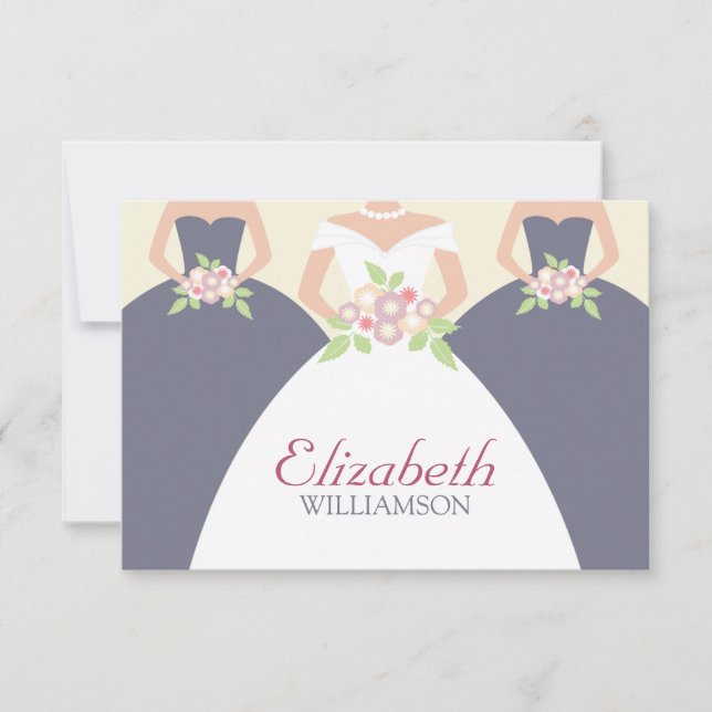 Bride & Bridesmaids Bridal Lunch Placecards Einladung (Vorderseite)