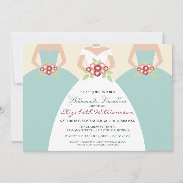 Bride & Bridesmaids Bridal Luncheon (direkt am Mee Einladung (Vorderseite)