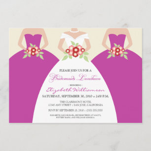 Bride & Bridesmaids Bridal Luncheon (Fuchsia) Einladung
