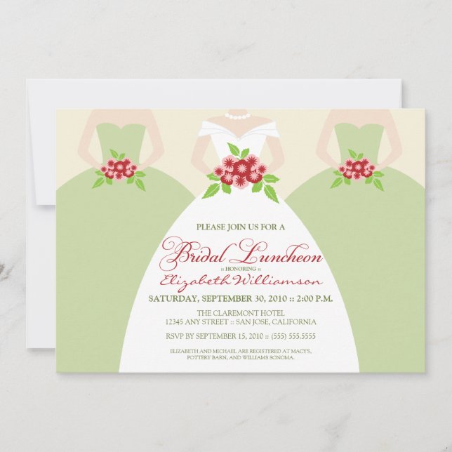Bride & Bridesmaids Bridal Luncheon Invite (sage) Einladung (Vorderseite)