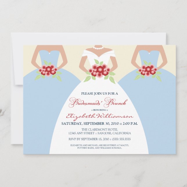 Bride & Bridesmaids' Brunch Invite (Himmelblau) Einladung (Vorderseite)