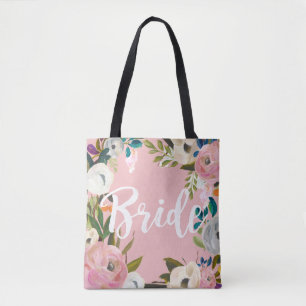 Bride Brushed Floral Wedding Party Pink Tasche