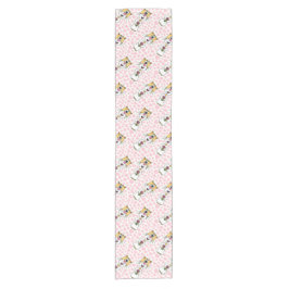 Bride Cat with Pink Hearts Wedding Bachelorette Kurzer Tischläufer