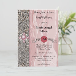 Bride Celebration Foil & Dusty Rose Seide, Perlen  Einladung