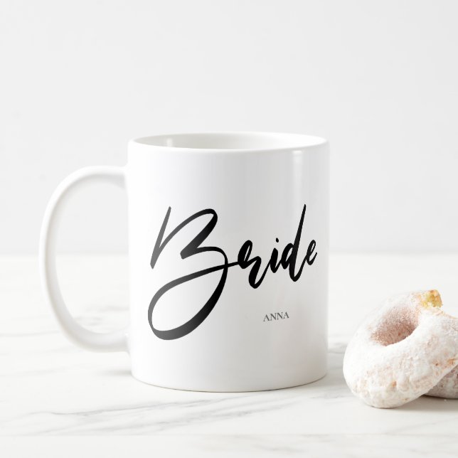 Bride Chic Black Typografie Kaffeetasse (Mit Donut)
