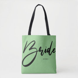 Bride Chic Mint Green Calligraphy Custom Tasche