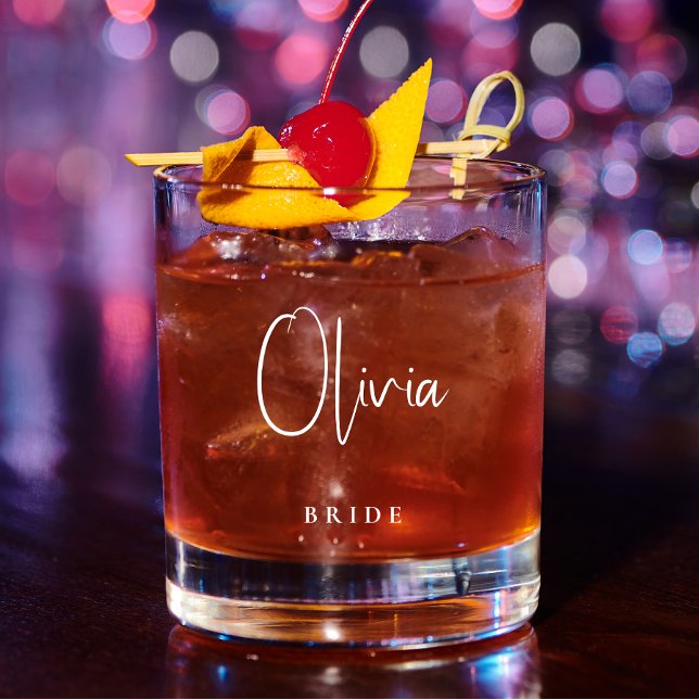 Bride Chic Script Monogram Wedding Whiskyglas (Von Creator hochgeladen)