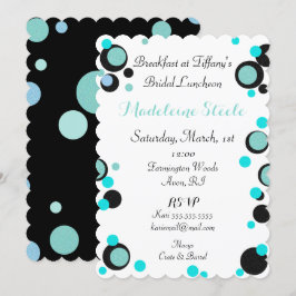 BRIDE & CO Aquamarin Blue Black Polka Dot Party Du Einladung