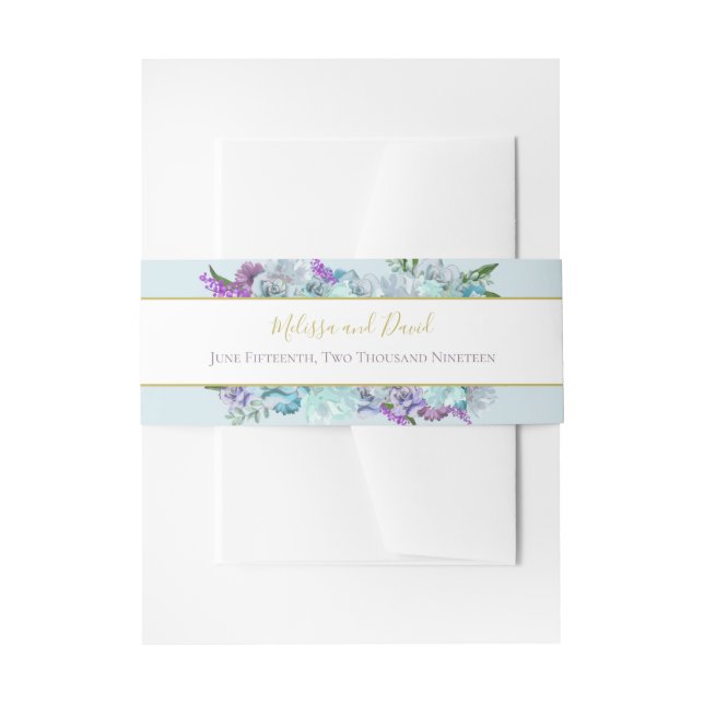BRIDE & CO Aquamarin Blue Bouquet Wedding Suite Einladungsbanderole (Vorderseite Beispiel)
