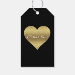 BRIDE & CO Black & Gold Heart Wedding Brautparty Geschenkanhänger