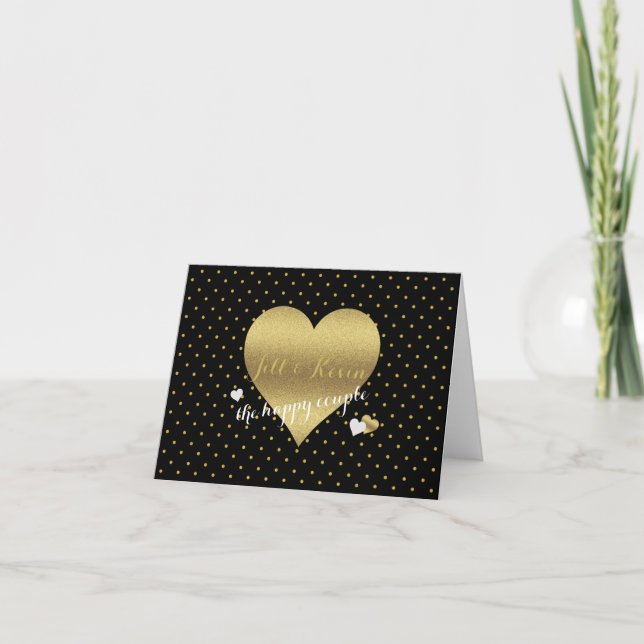 Bride Co Black & Gold Wedding Party Persönliche No Karte (Vorderseite)