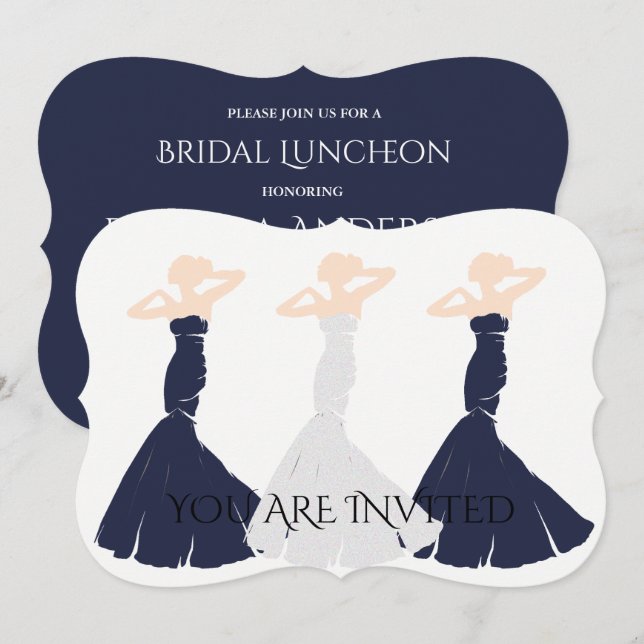 BRIDE & CO Bridal Navy Blue Bridesmaid Party Einladung (Vorne/Hinten)