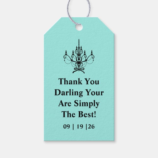 Bride & Co. Bridal Shower Turquoise Thank You Geschenkanhänger (Vorderseite)