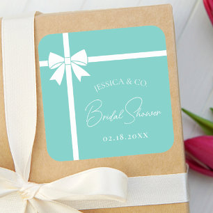 Bride & Co Elegantes Brautparty mit weißem Bow Rib Quadratischer Aufkleber