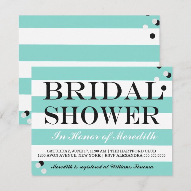 Bride Co Little Black Dress Aquamarin Blue Dusche  Einladung (Vorne/Hinten)