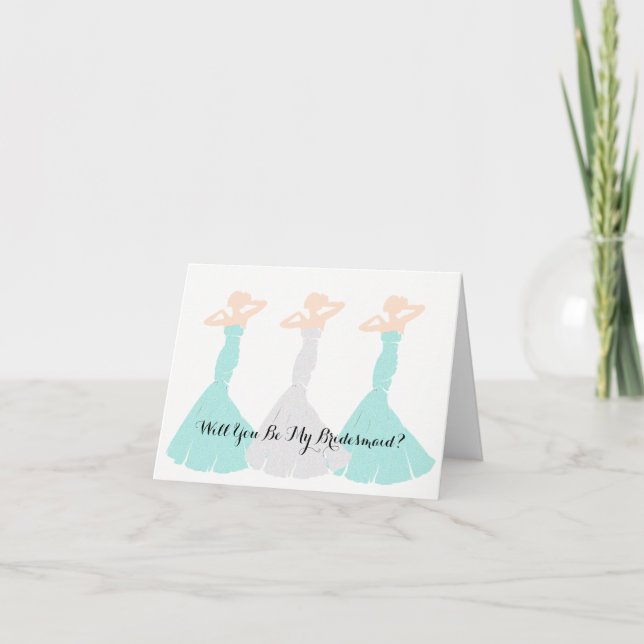 BRIDE & CO Mint Green Be My Bridesmaid Party Hinwe Einladung (Vorderseite)