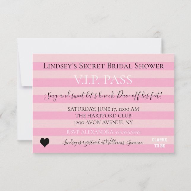 Bride & Co Pink Bridal Lingerie Dusche Party Einladung (Rückseite)